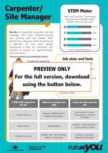 PREVIEW ONLY. For the full version, download using the button below. Bardie adults career info sheet thumbnail.