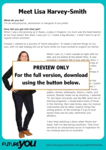 PREVIEW ONLY. For the full version, download using the button below. Thumbnail for the pdf file of Meet Lisa Harvey-Smith