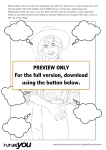 PREVIEW ONLY. For the full version, download using the button below. Thumbnail for Siobhan's colouring in skills sheet.