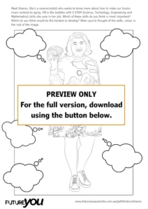PREVIEW ONLY. For the full version, download using the button below. Sharna's colouring in skills sheet thumbnail.