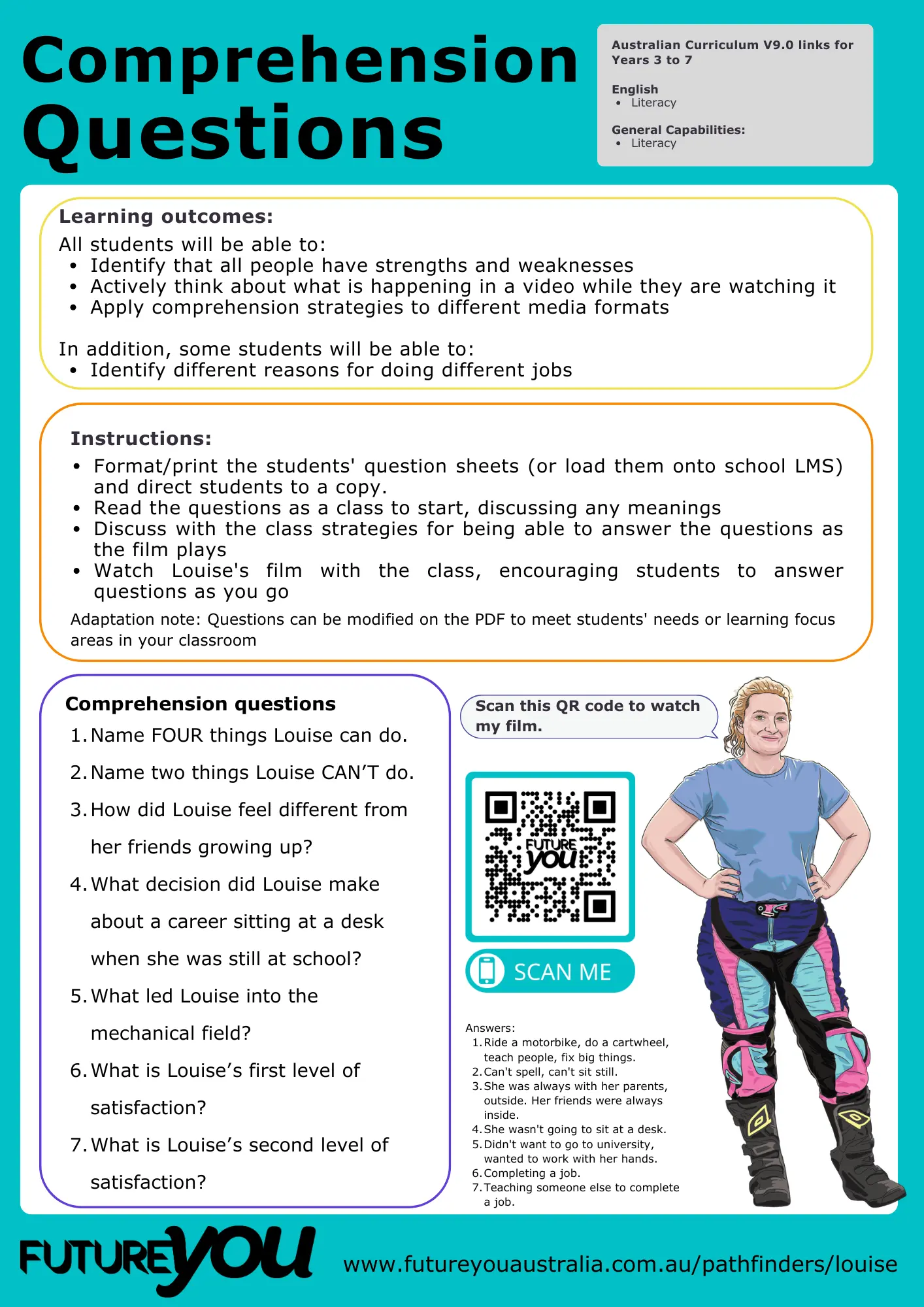 PREVIEW ONLY. For the full version, download using the button below. Thumbnail for Lisa's career pathway sheet.